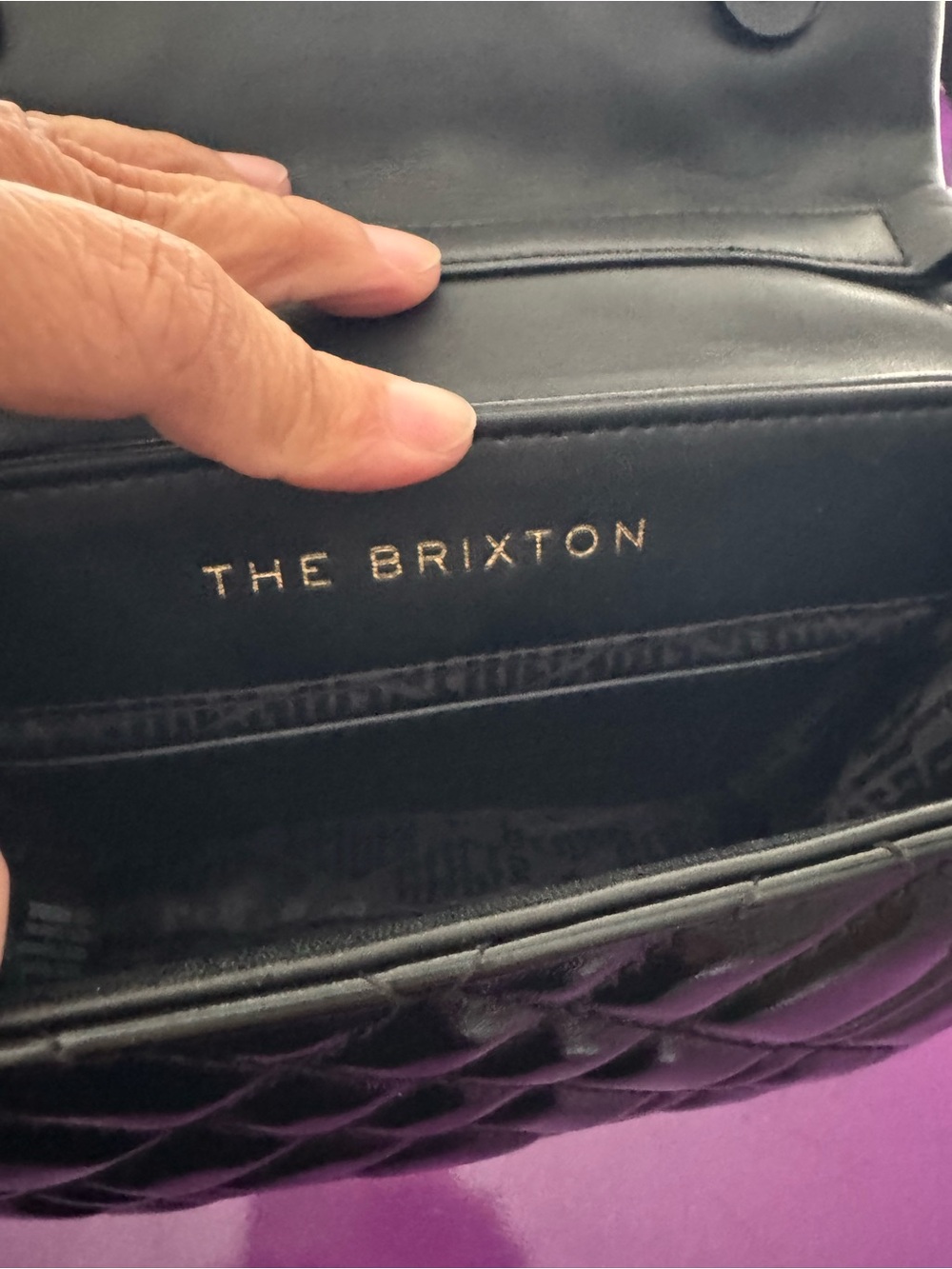 Kurt Geiger Black Quilted Patent Crossbody with Coin Pouch “The Brixton” - Picture 4 of 6